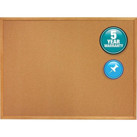 QUARTET Cork Board, 1" Face Frame, 2'x1-1/2', Oak Frame QRT301